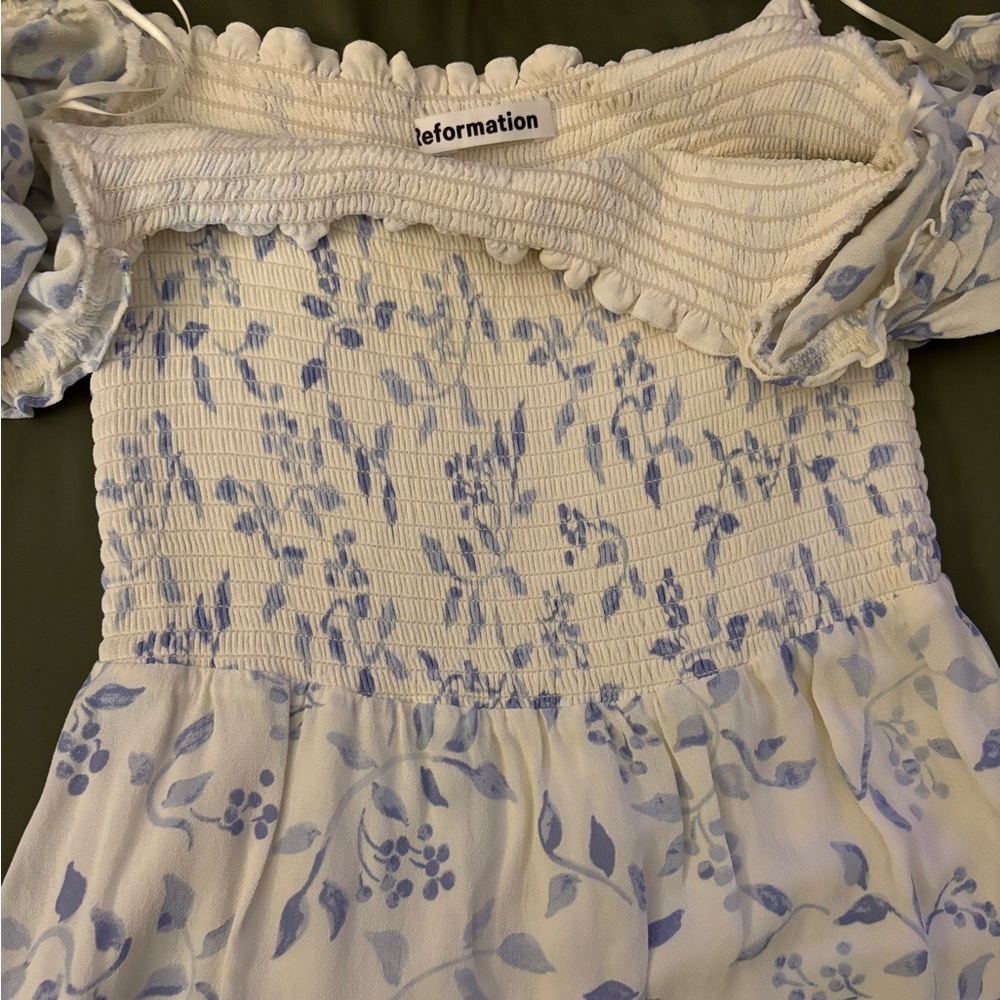 Reformation Dress in Blue Floral on White - Picture 2 of 3
